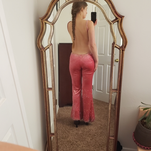 Vintage Velvet Gogo Bejeweled Bellbottom Jumpsuit - Picture 3 of 13